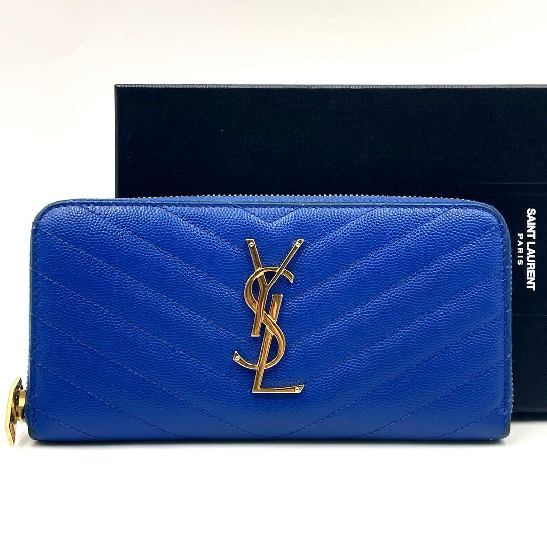 SAINT LAURENT 長財布 ラウンドファスナー カサンドラ ゴールドロゴ