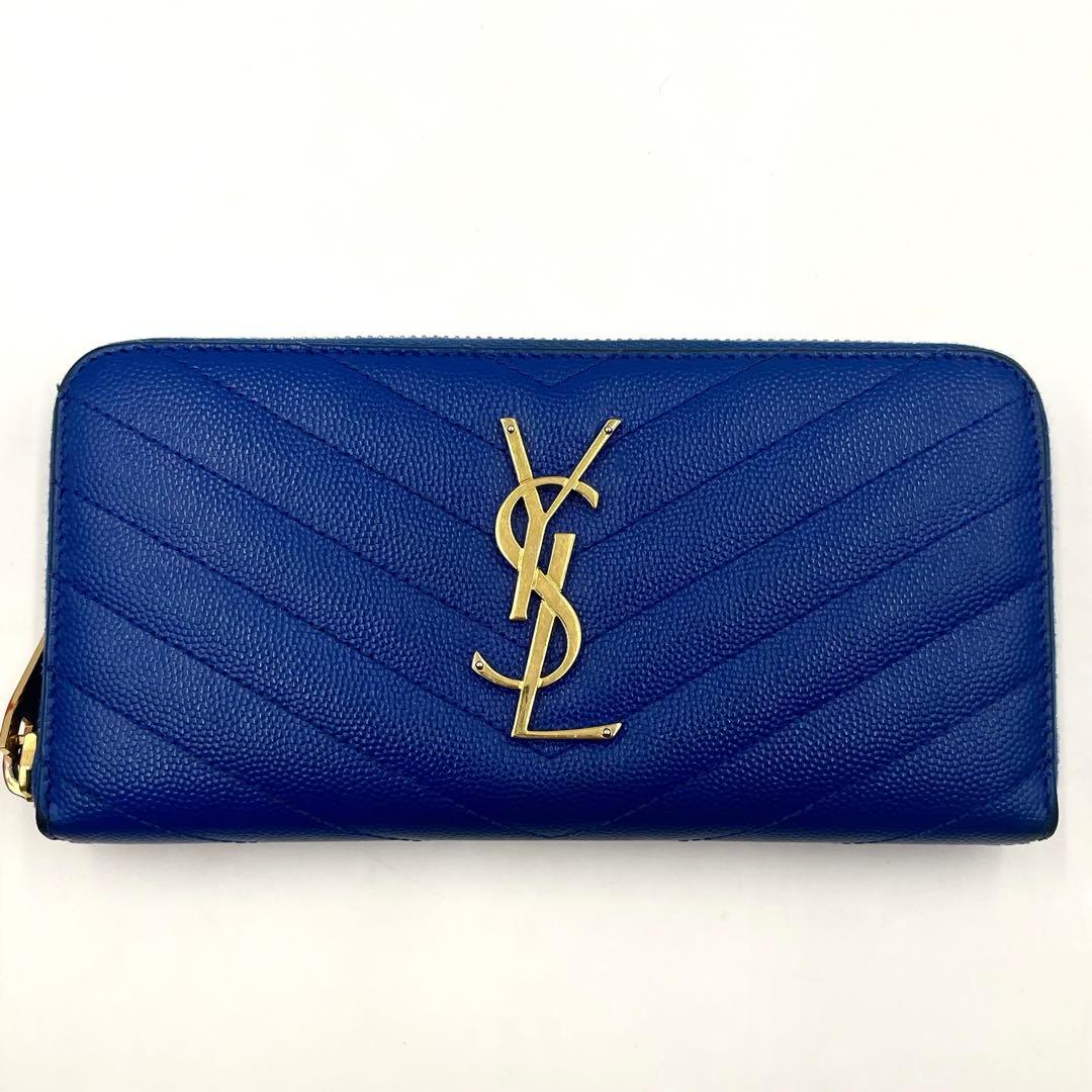 SAINT LAURENT 長財布 ラウンドファスナー カサンドラ ゴールドロゴ