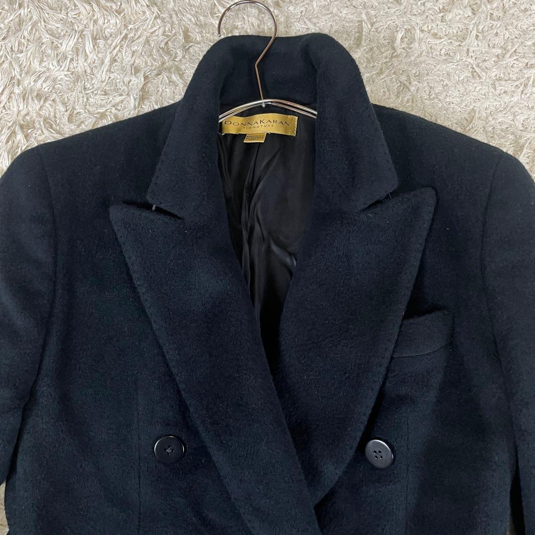 USA製 DONNA KARAN 厚手 ウール×アンゴラ ダブルチェスターコート