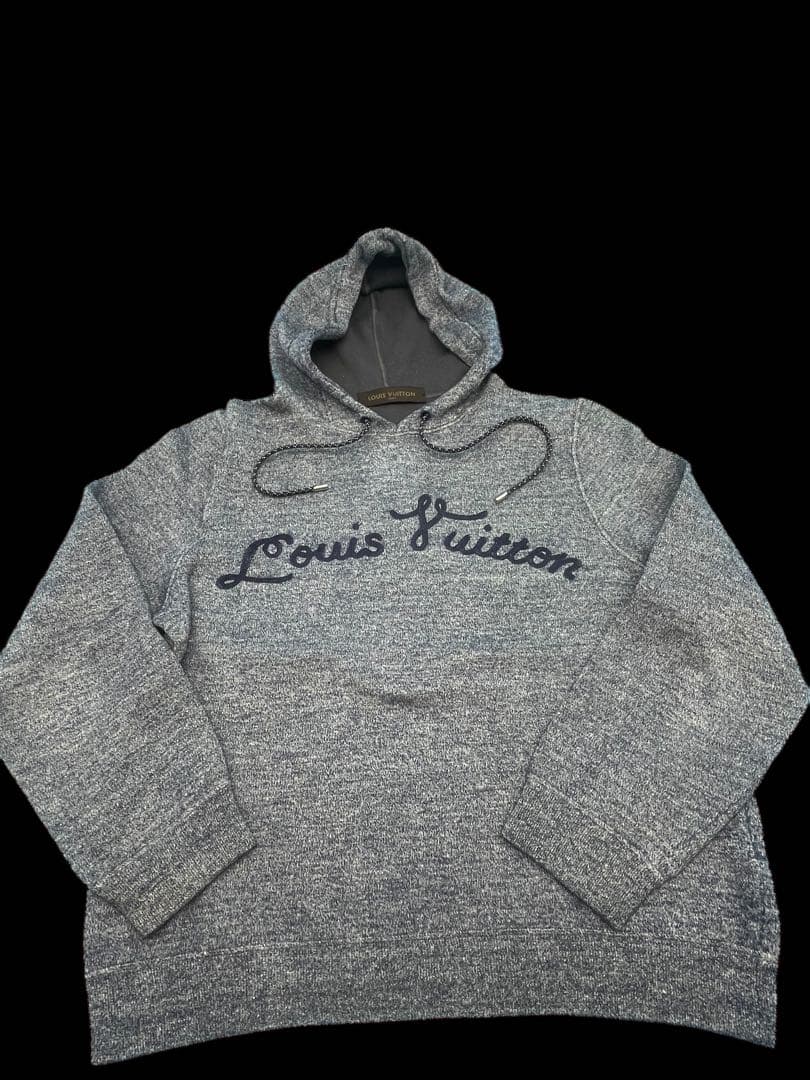 本物古着LVルイ・ヴィトンレディースエンブロイダリーパーカーLグレー