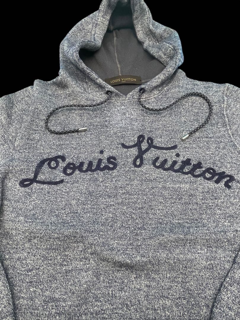 本物古着LVルイ・ヴィトンレディースエンブロイダリーパーカーLグレー
