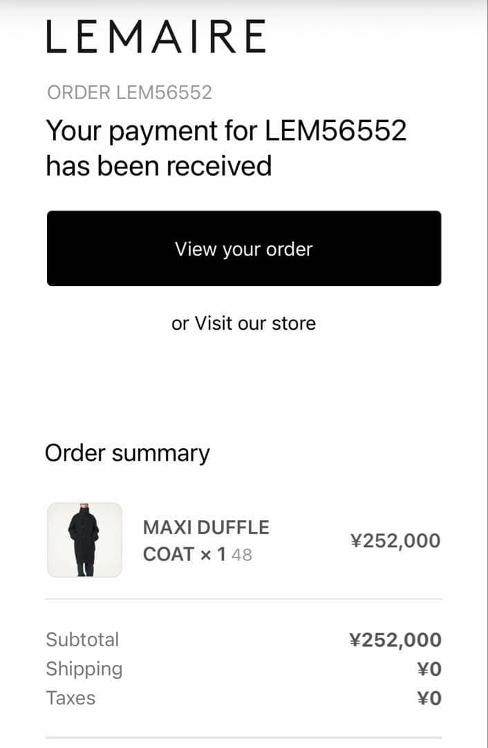 LEMAIRE ルメール ダッフルコート MAXI DUFFLE COAT 48