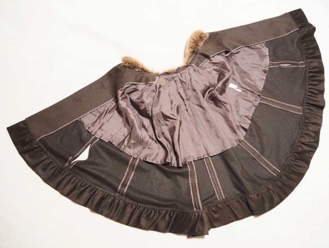 ブルーフォックス 襟付☆ カシミヤ 100%☆ マント ☆ コート ☆ カシミア