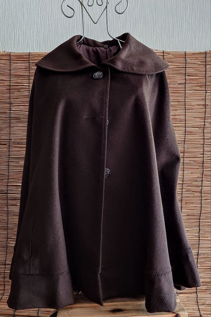 ブルーフォックス 襟付☆ カシミヤ 100%☆ マント ☆ コート ☆ カシミア