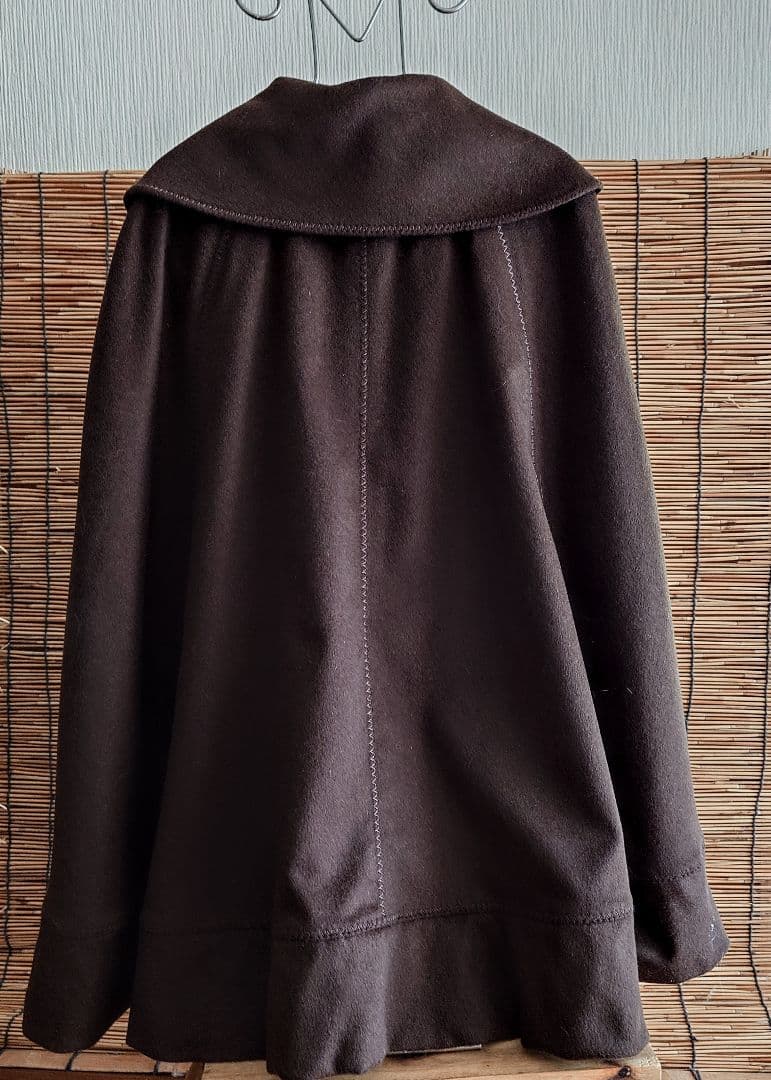 ブルーフォックス 襟付☆ カシミヤ 100%☆ マント ☆ コート ☆ カシミア