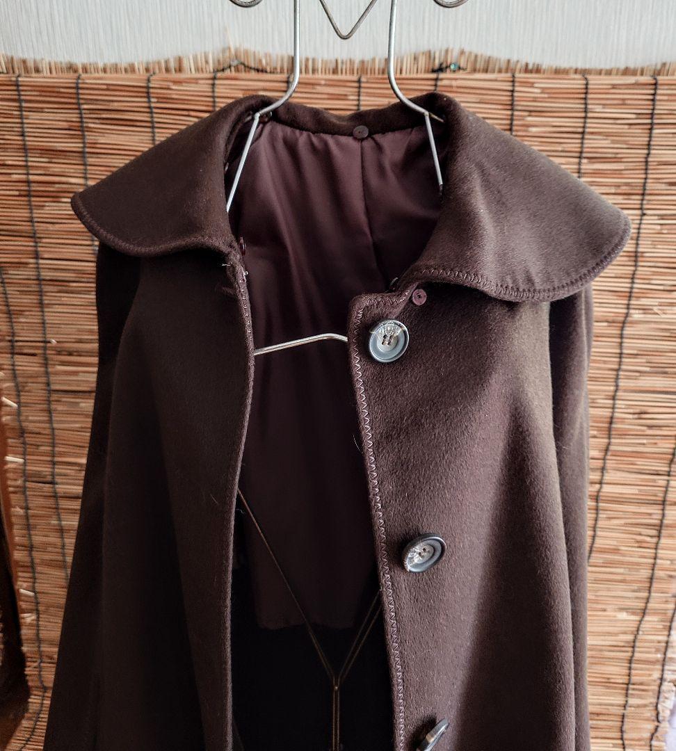 ブルーフォックス 襟付☆ カシミヤ 100%☆ マント ☆ コート ☆ カシミア