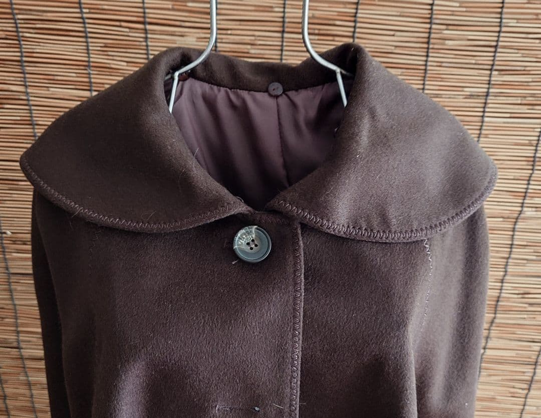 ブルーフォックス 襟付☆ カシミヤ 100%☆ マント ☆ コート ☆ カシミア