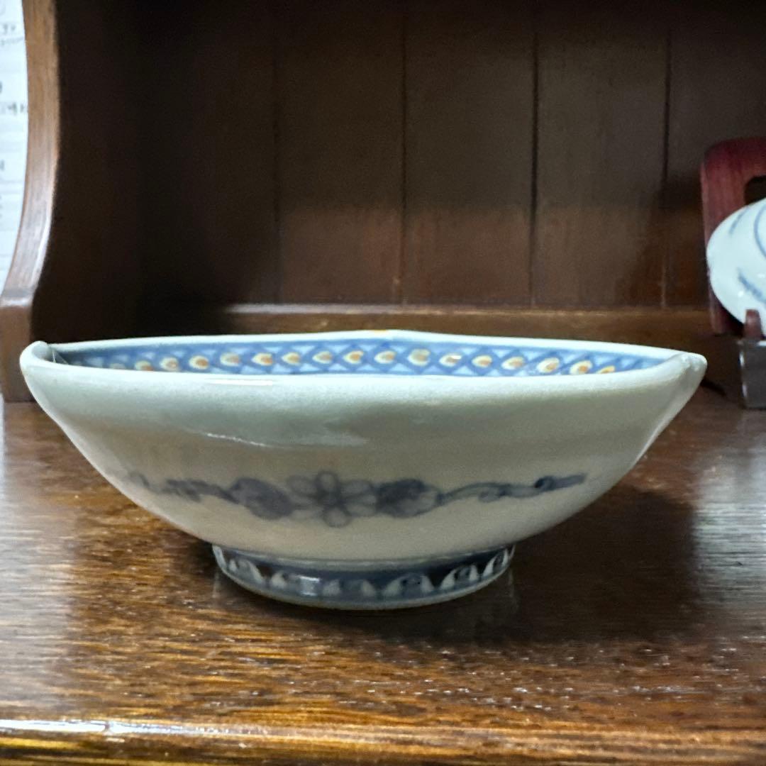 佐藤走波(六代)染錦菊絵. 三つなぶり小鉢、二客