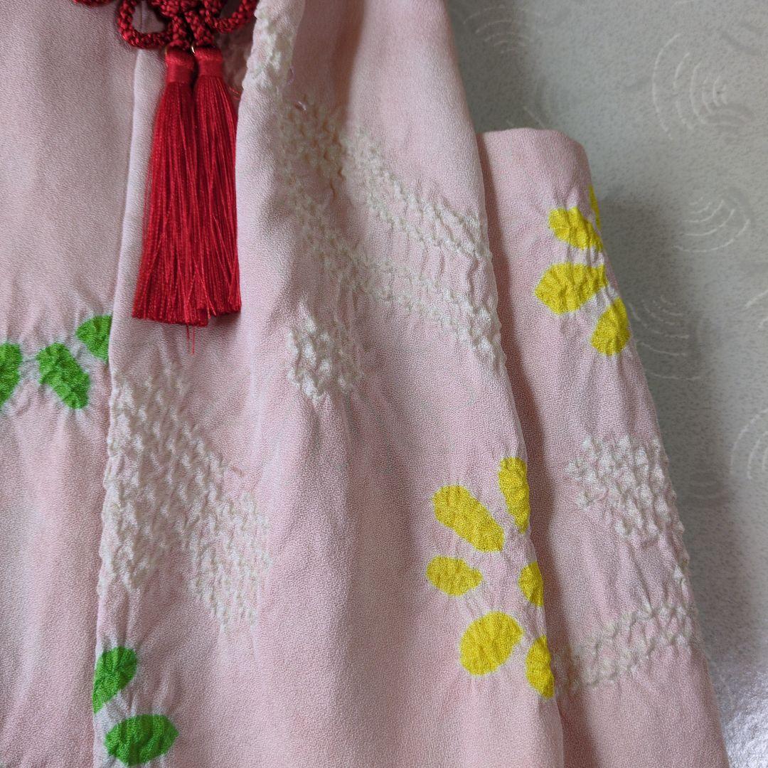 七五三３歳正絹縮緬手縫いの被布（中綿無し）くすみピンク