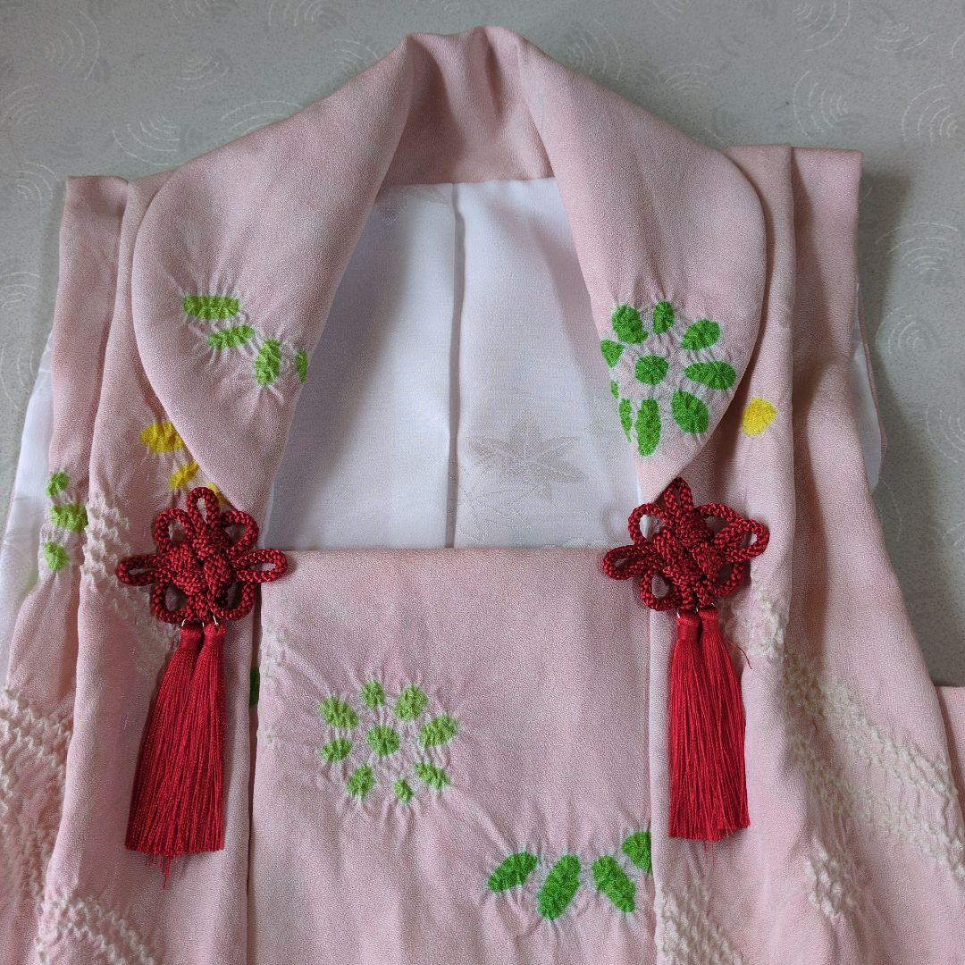 七五三３歳正絹縮緬手縫いの被布（中綿無し）くすみピンク