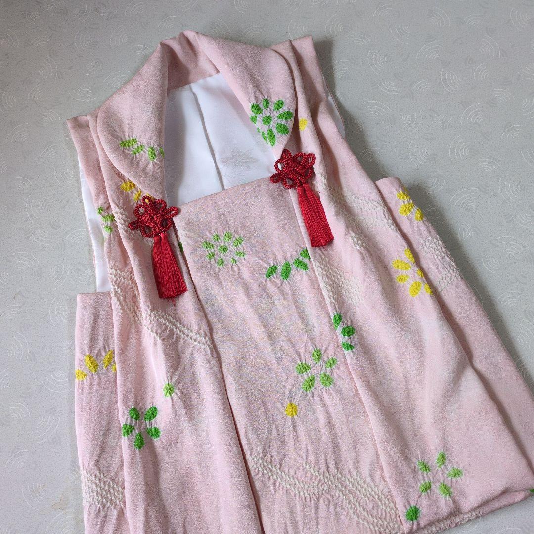 七五三３歳正絹縮緬手縫いの被布（中綿無し）くすみピンク