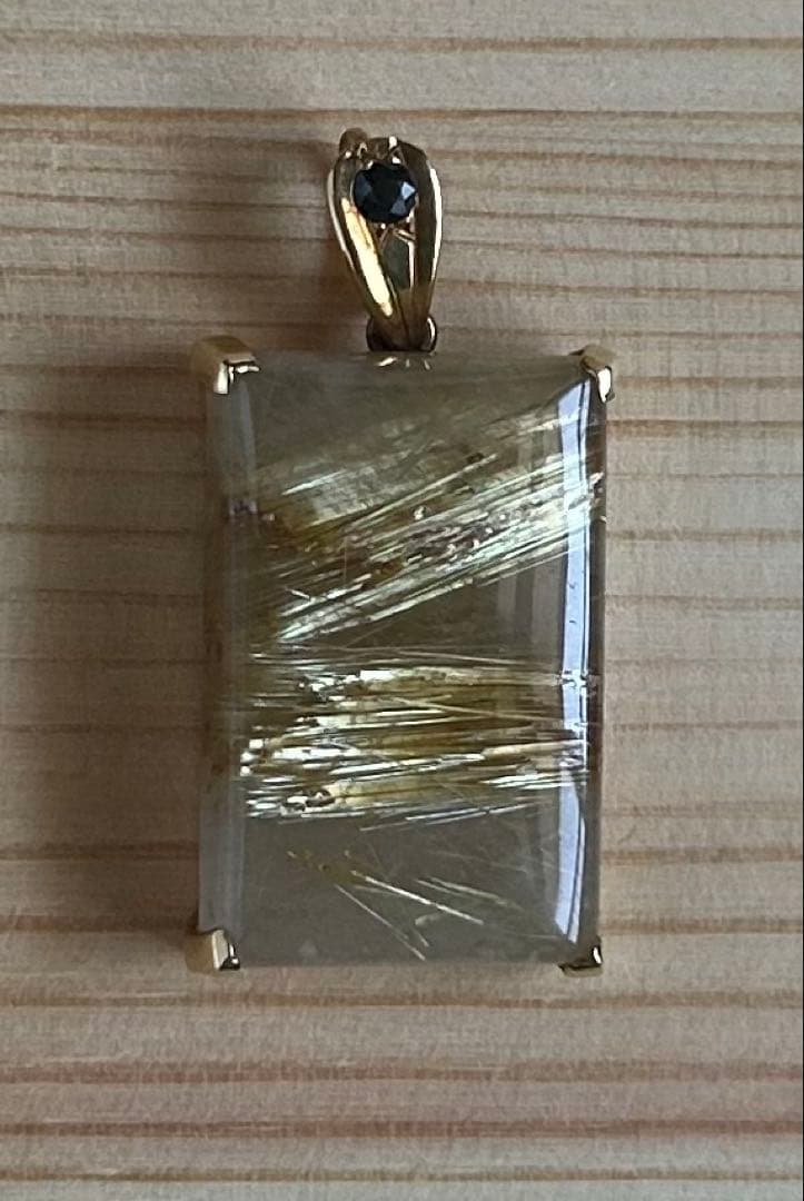 m*)様 ルチルクォーツ ペンダント&プチサファイアブルー&ゴールド