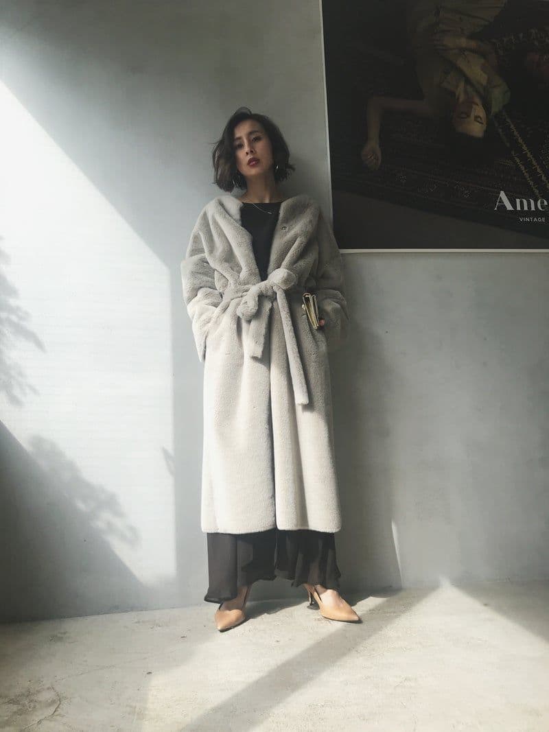 2WAY SOFT BOA LONG COAT　ameri vintage