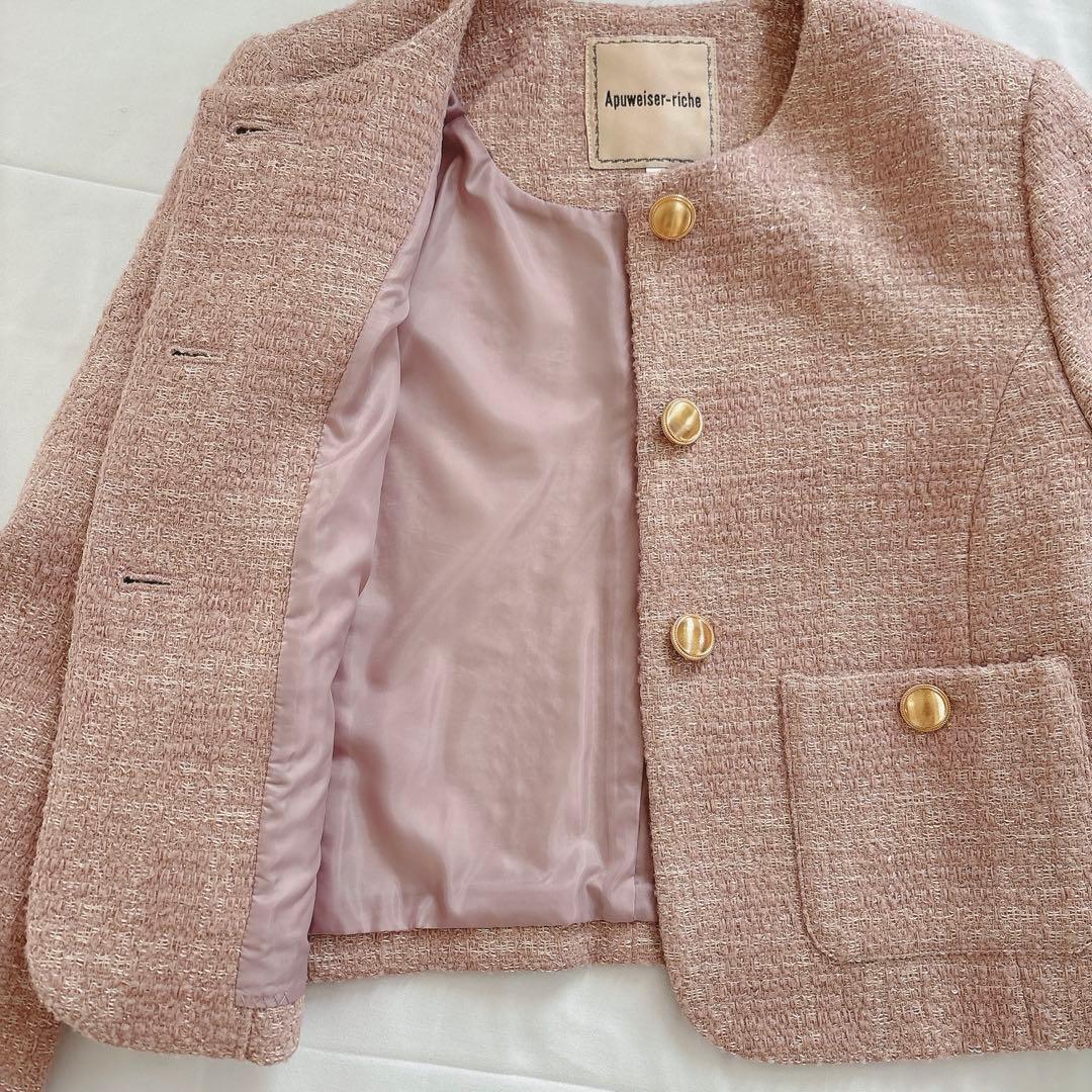 【新品】アプワイザーリッシェ　ツイードジャケット　ピンク　M