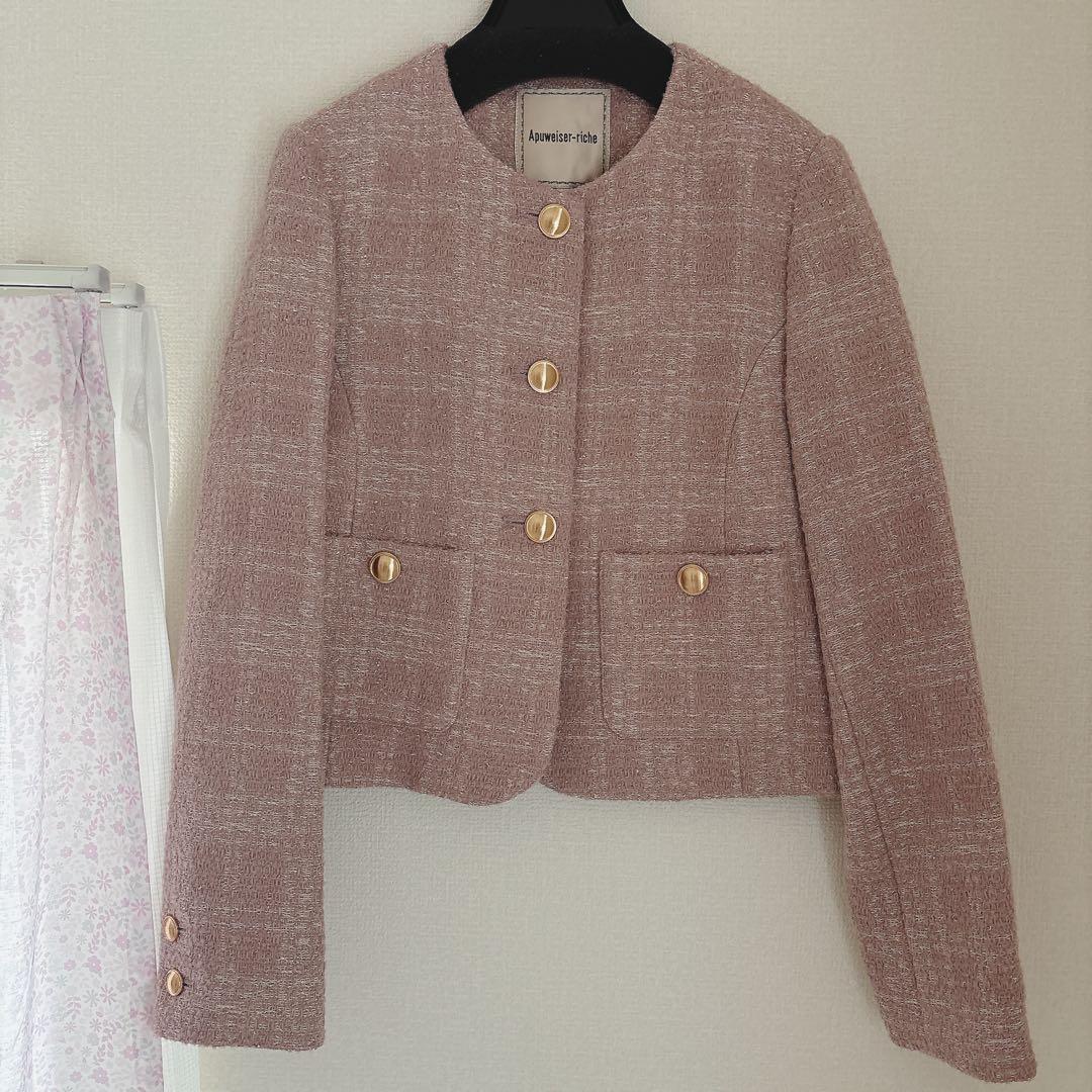【新品】アプワイザーリッシェ　ツイードジャケット　ピンク　M
