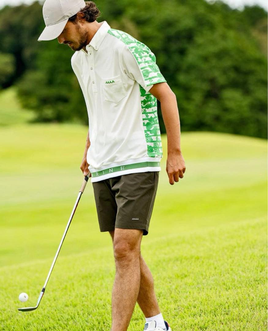 mute MARINE golf ヘムリブ ポロシャツ (ボタニカル) M