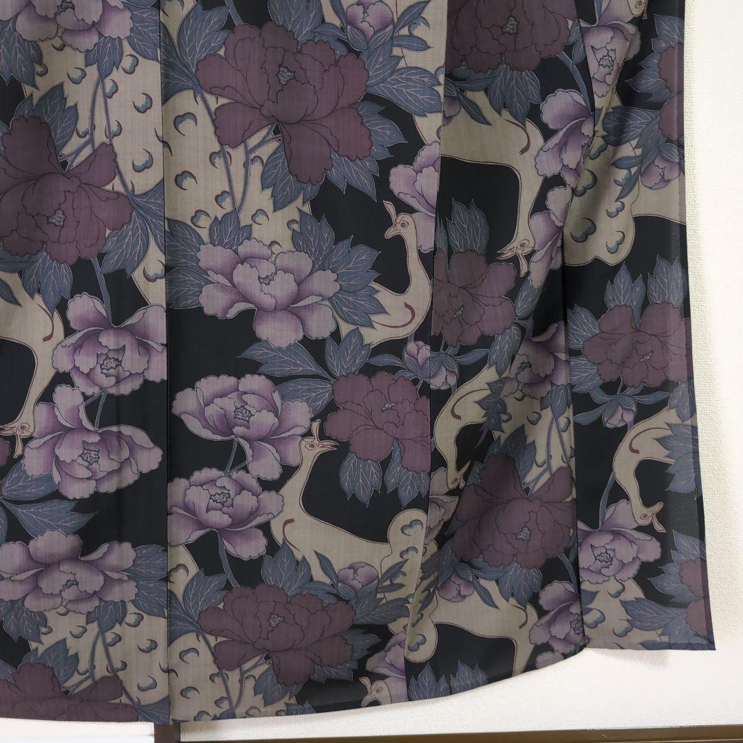 【三花】撫松庵　セオα　洗える着物　浴衣　単衣　孔雀　牡丹　リサイクル　リユース