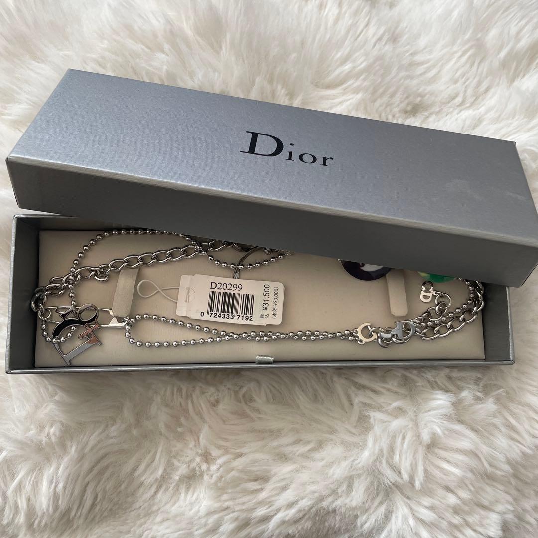 Dior シルバー チャーム付きネックレス
