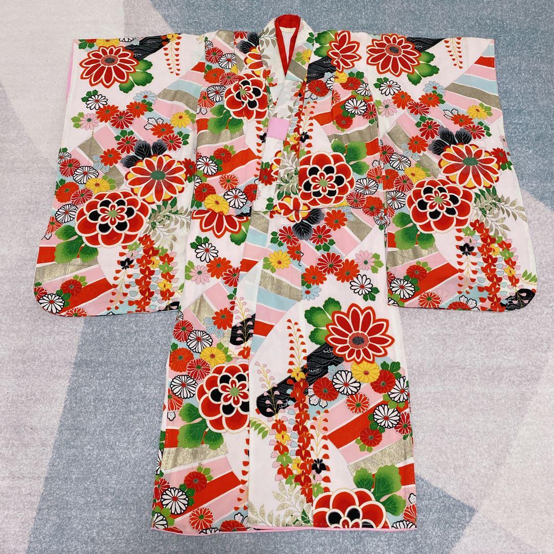 七五三 5歳 6歳 小さめ7歳 アンティーク 着物 帯 バッグ 草履 セット