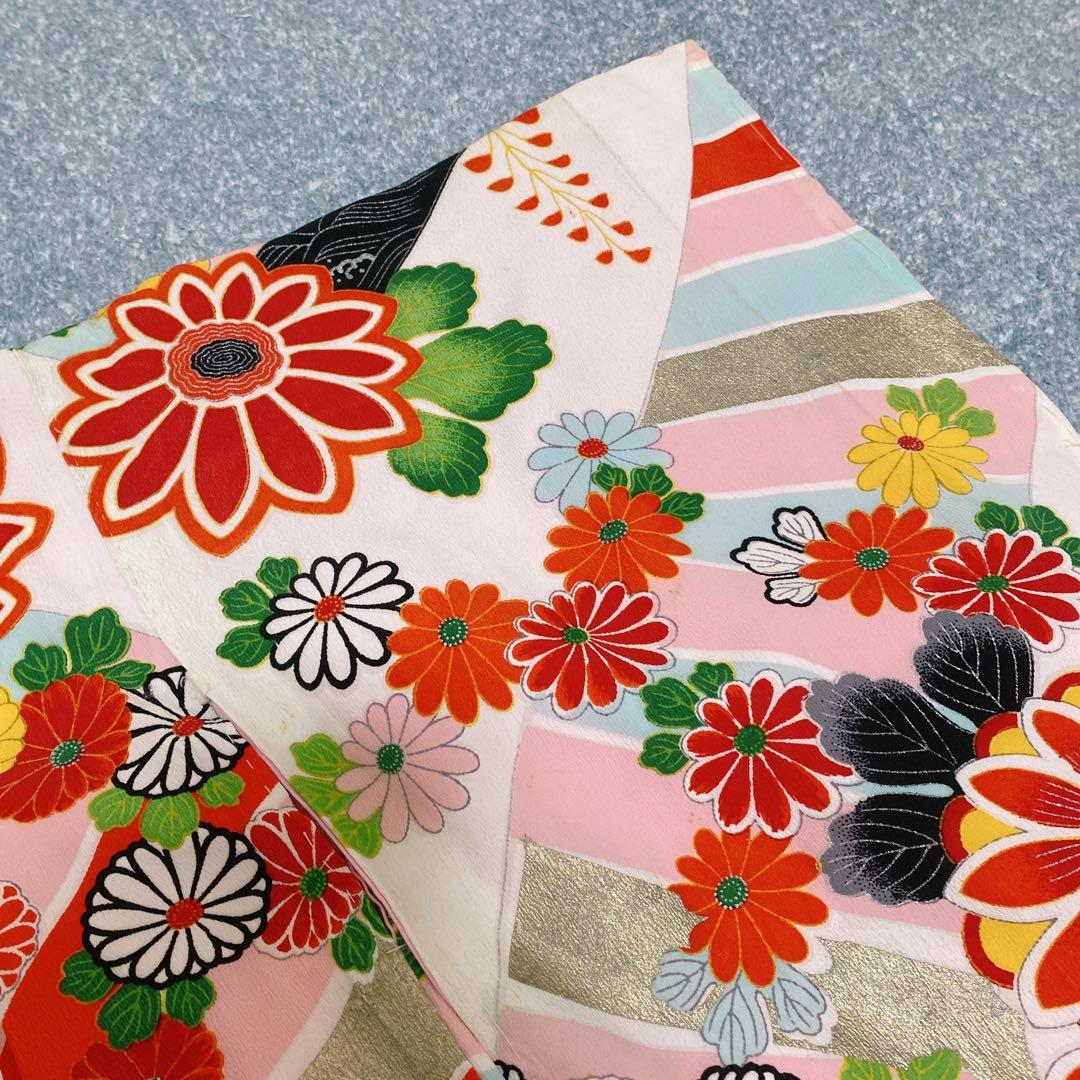 七五三 5歳 6歳 小さめ7歳 アンティーク 着物 帯 バッグ 草履 セット