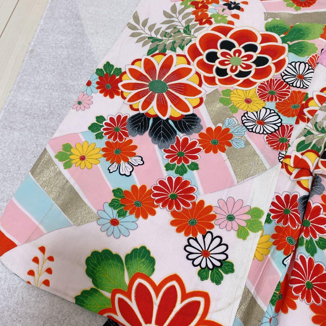 七五三 5歳 6歳 小さめ7歳 アンティーク 着物 帯 バッグ 草履 セット