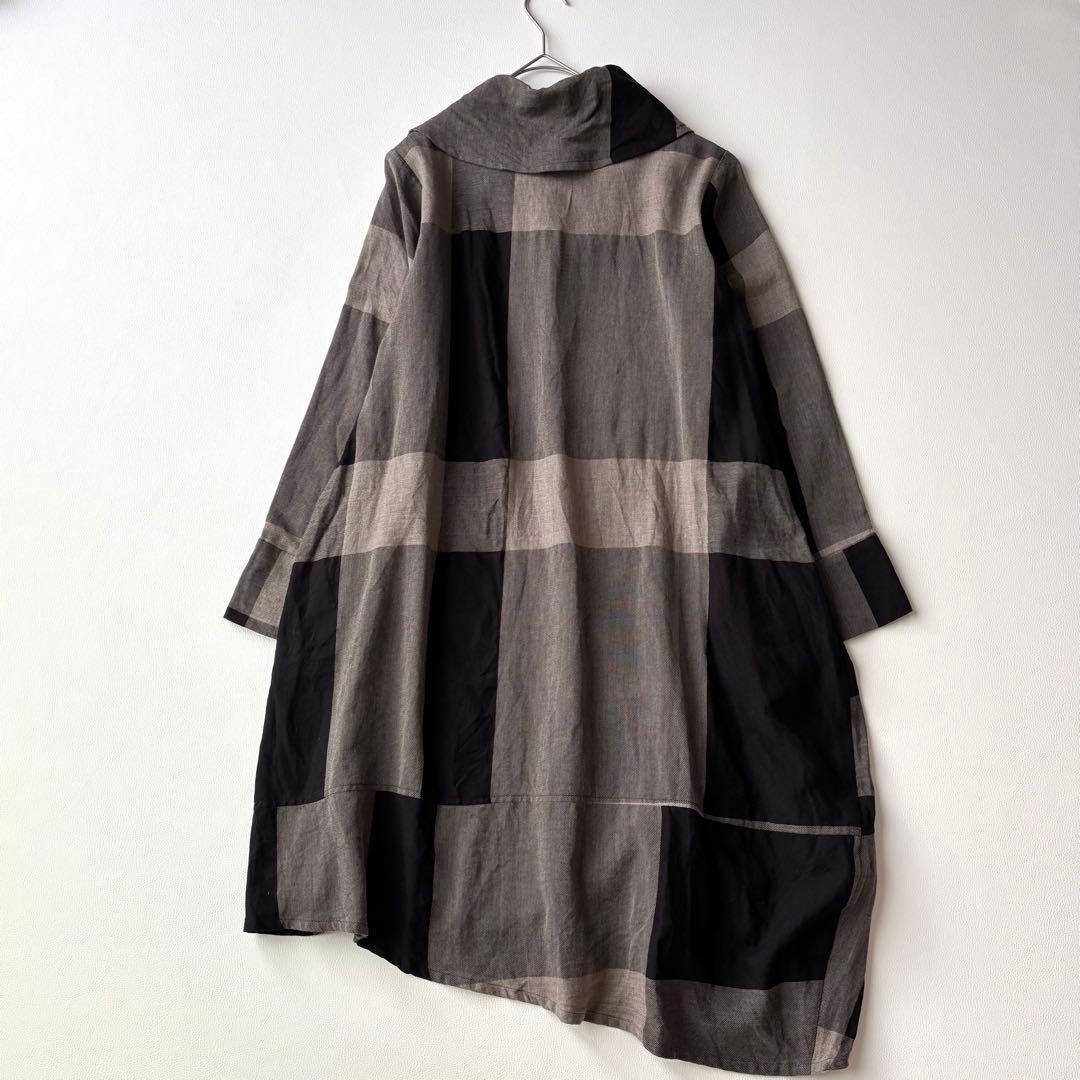 センソユニコ　芽風　コットンビエラチェック チュニック　アシメ　2024年