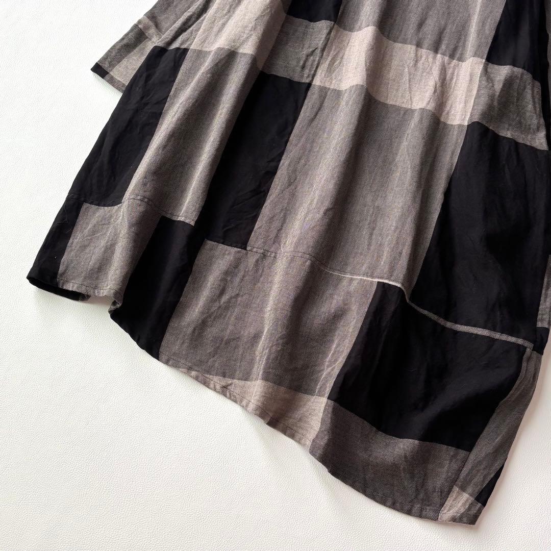 センソユニコ　芽風　コットンビエラチェック チュニック　アシメ　2024年