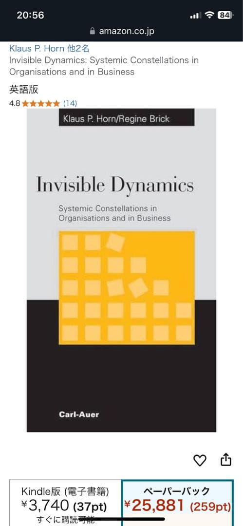 洋書 Invisible Dynamics - Klaus P. Horn