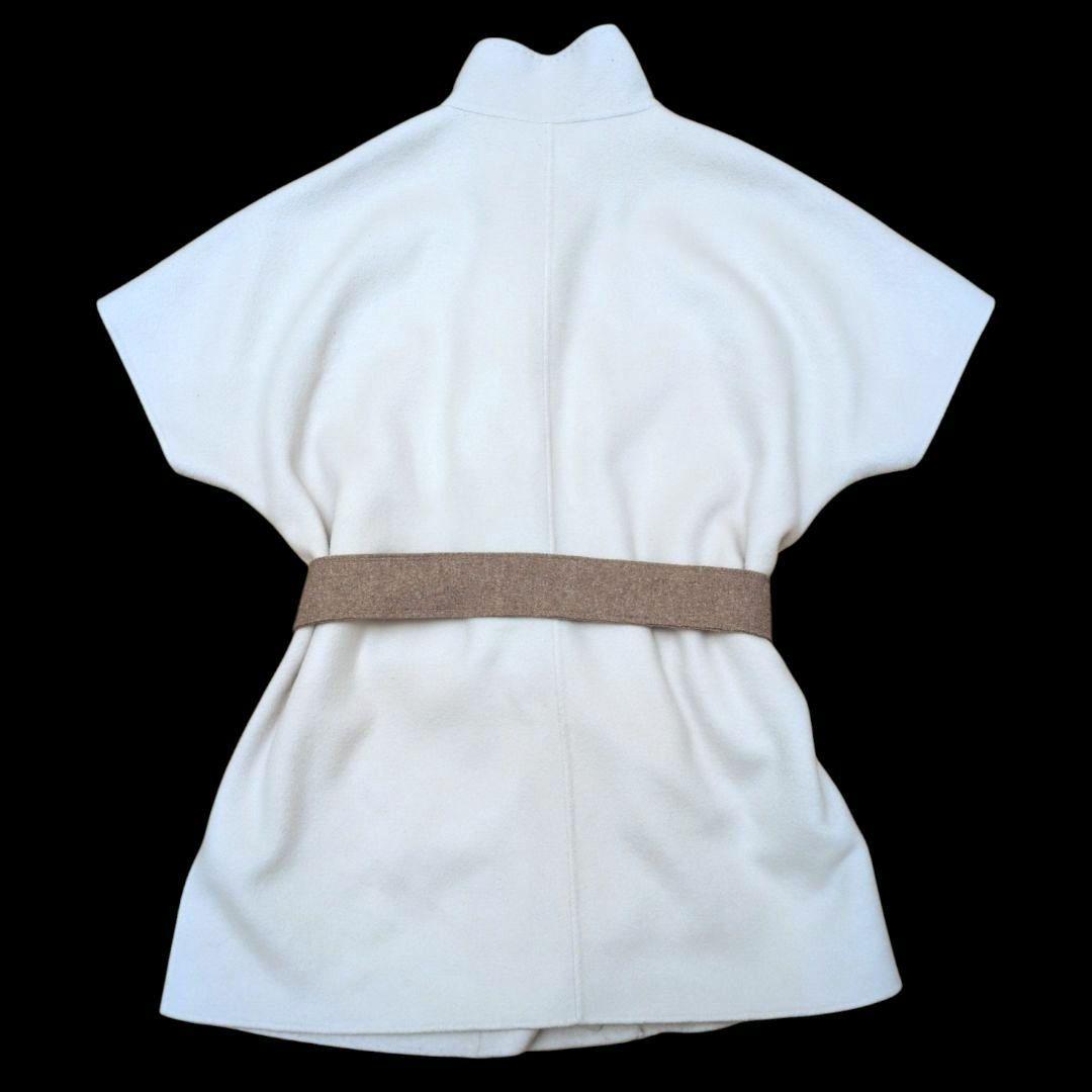 【美品 ベルト付き】モラビト　カシミヤタッチ　ショートスリーブコート　アイボリー