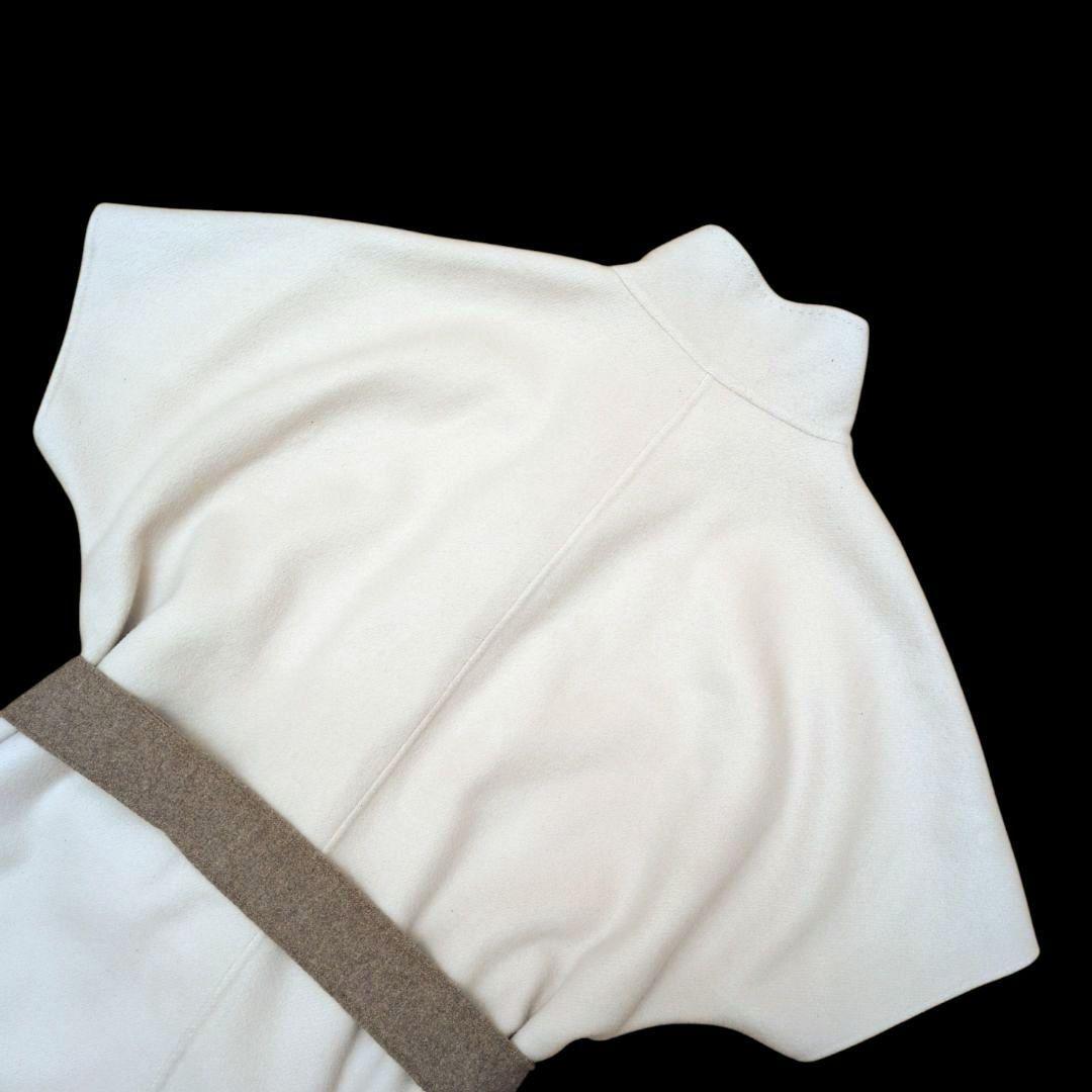 【美品 ベルト付き】モラビト　カシミヤタッチ　ショートスリーブコート　アイボリー
