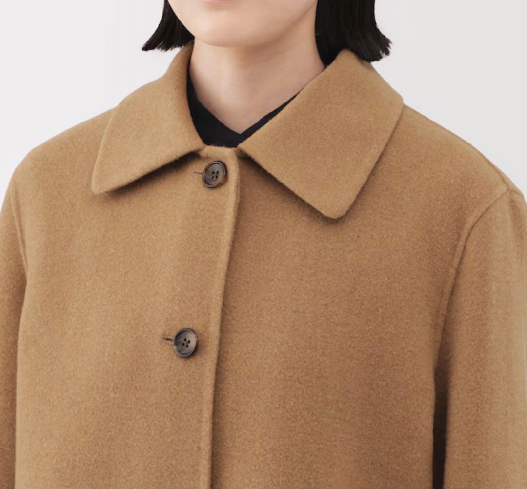 新品 無印良品 ウール混　ダブルフェイスショートコート ダークモカブラウン