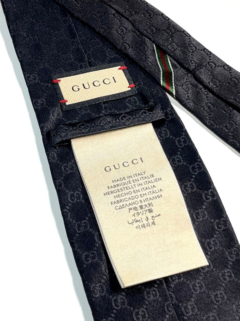 名作✨極美品✨GUCCI ネクタイ 艶あり　GG柄 シェリーライン　ベルト柄