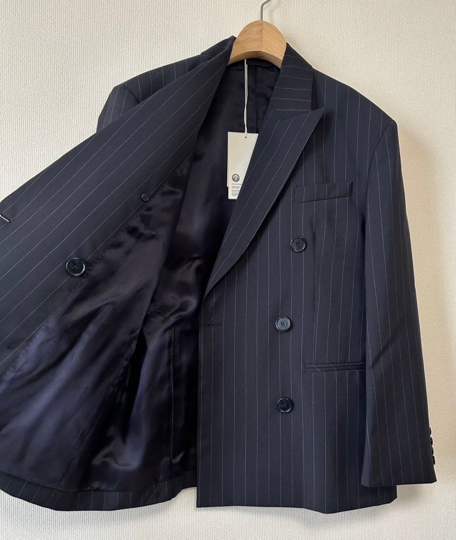 【未使用品】COS/オーバーサイズストライプダブルジャケット/ネイビー