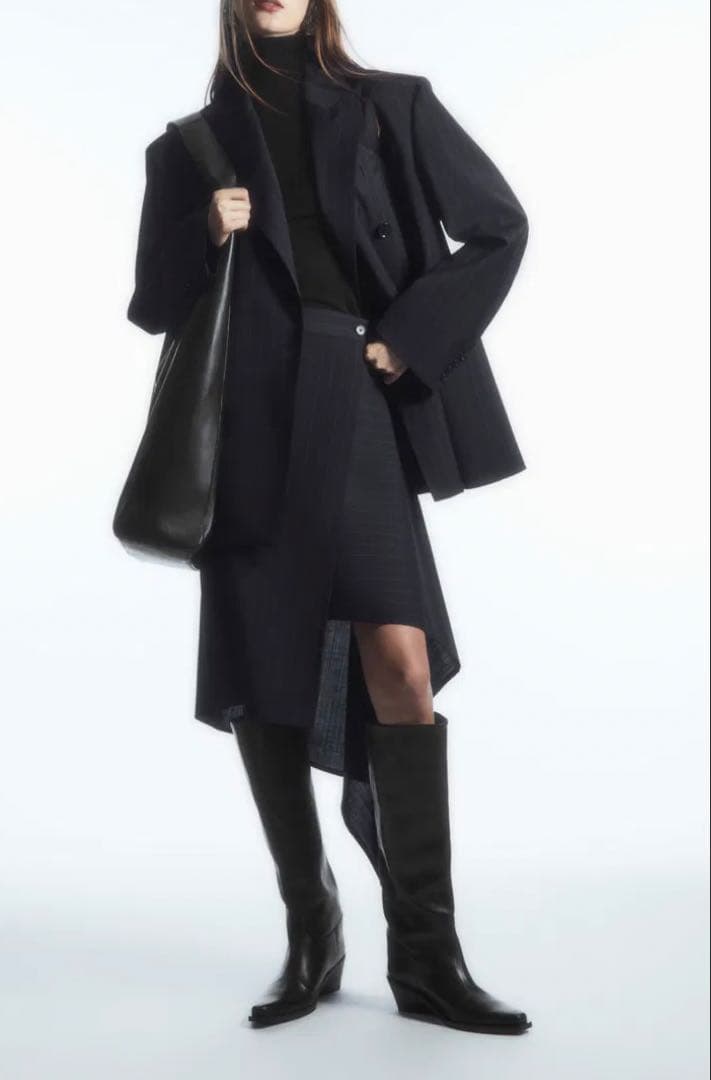 【未使用品】COS/オーバーサイズストライプダブルジャケット/ネイビー