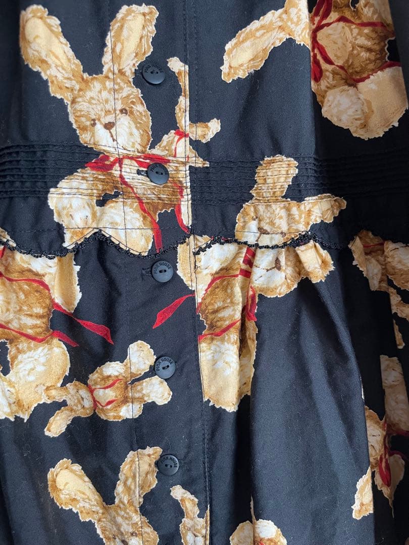 ピンクハウス ❣️黒地にうさぎ柄ワンピース