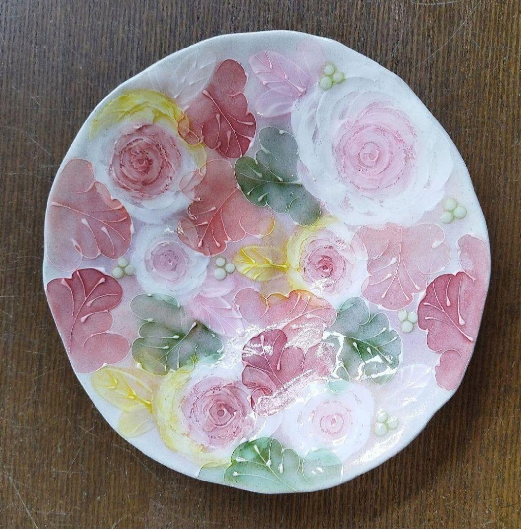 【新品・未使用】工房ゆずりは　釉彩ローズ　パスタ皿　カレー皿　陶器　食器　料理