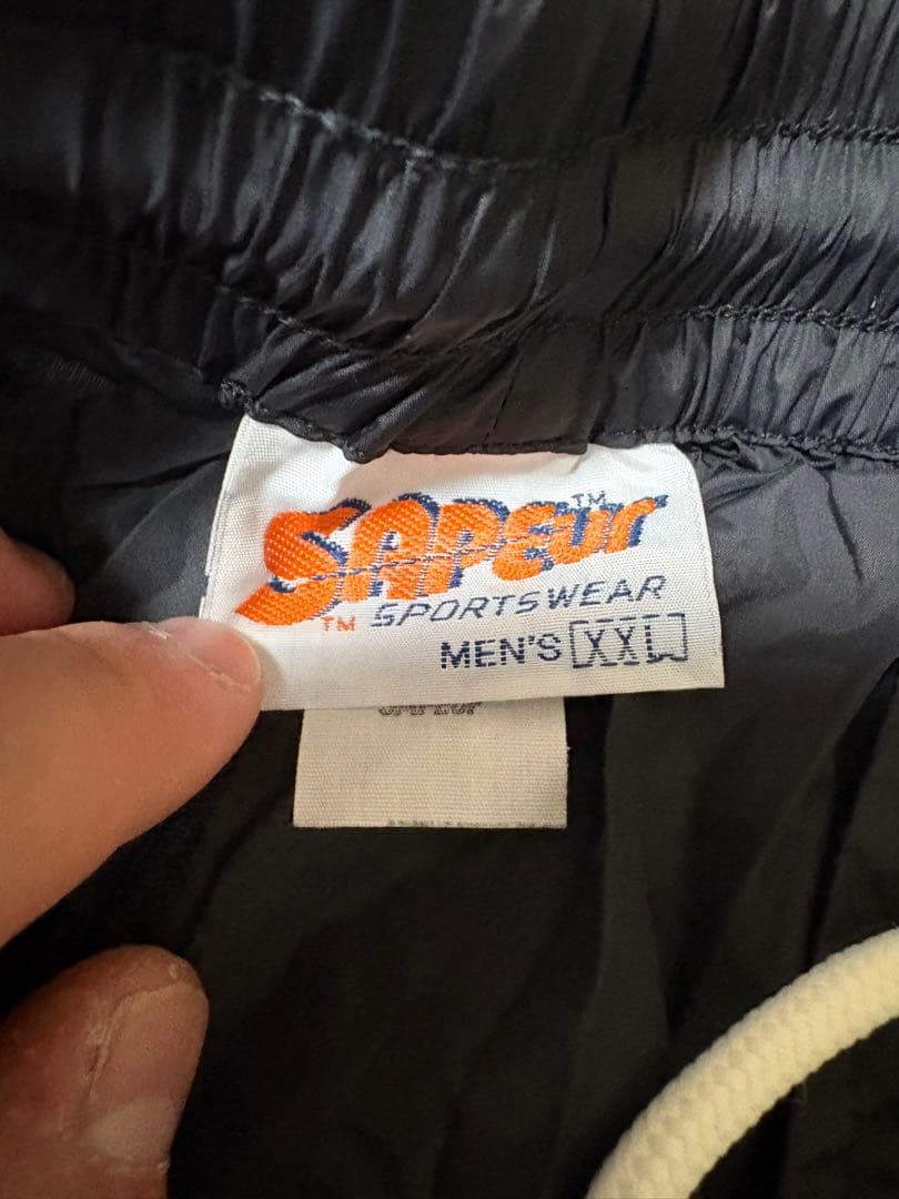 SAPEURサプール トラックパンツ　黒/ホワイト　XXL