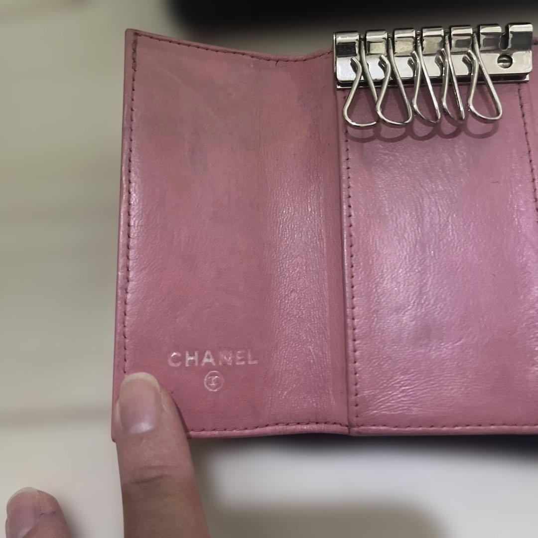 CHANEL ピンク カメリア　ラムスキン　キーケース
