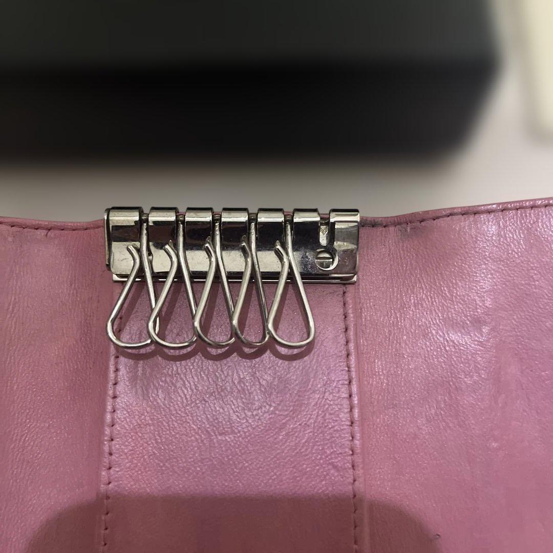 CHANEL ピンク カメリア　ラムスキン　キーケース