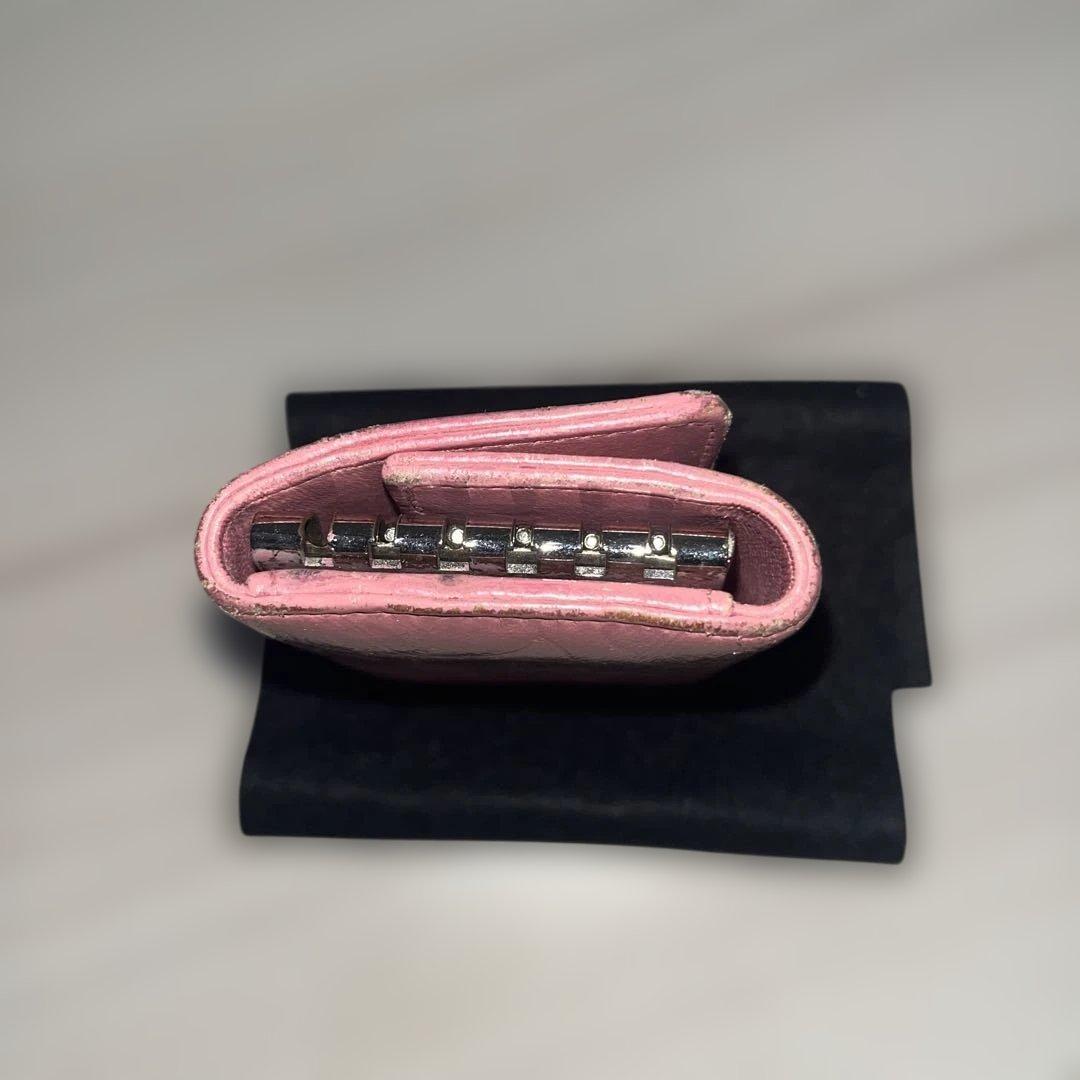 CHANEL ピンク カメリア　ラムスキン　キーケース
