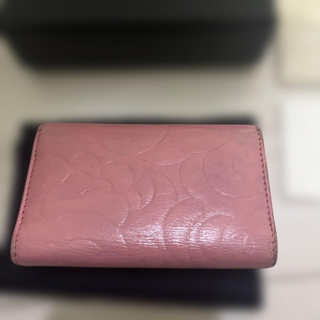 CHANEL ピンク カメリア　ラムスキン　キーケース