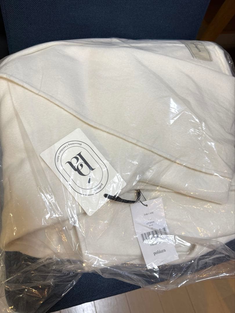 【新品】poláura ショールカラーウールロングコート M ホワイト