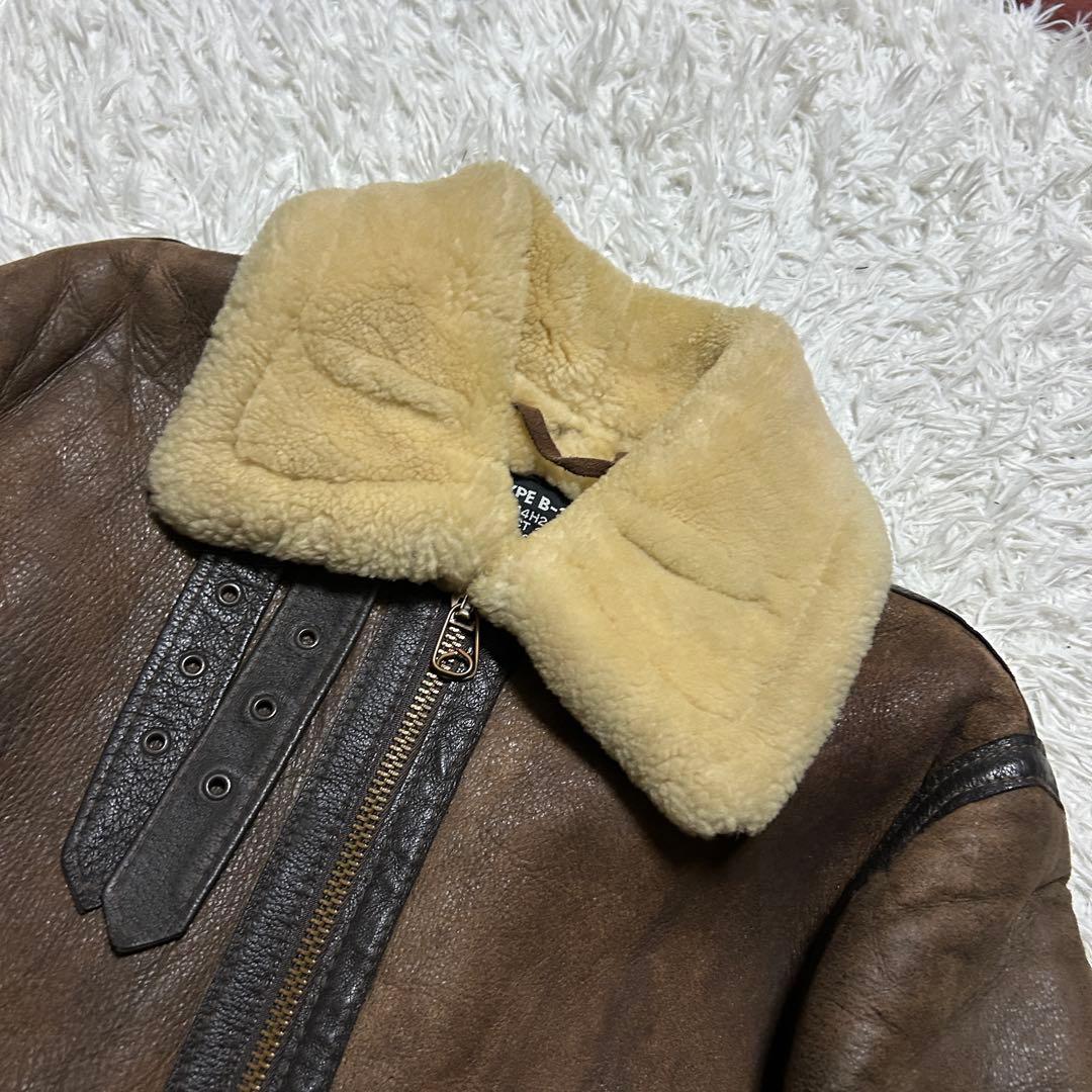 【XL】極暖 ショット　ムートン　フライトジャケット　B-3 ボア　ブラウン