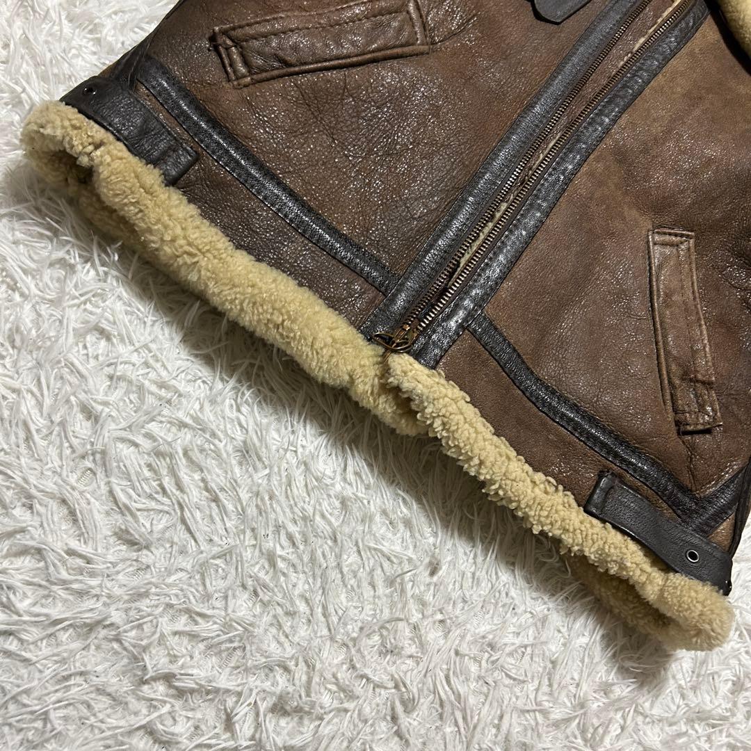 【XL】極暖 ショット　ムートン　フライトジャケット　B-3 ボア　ブラウン