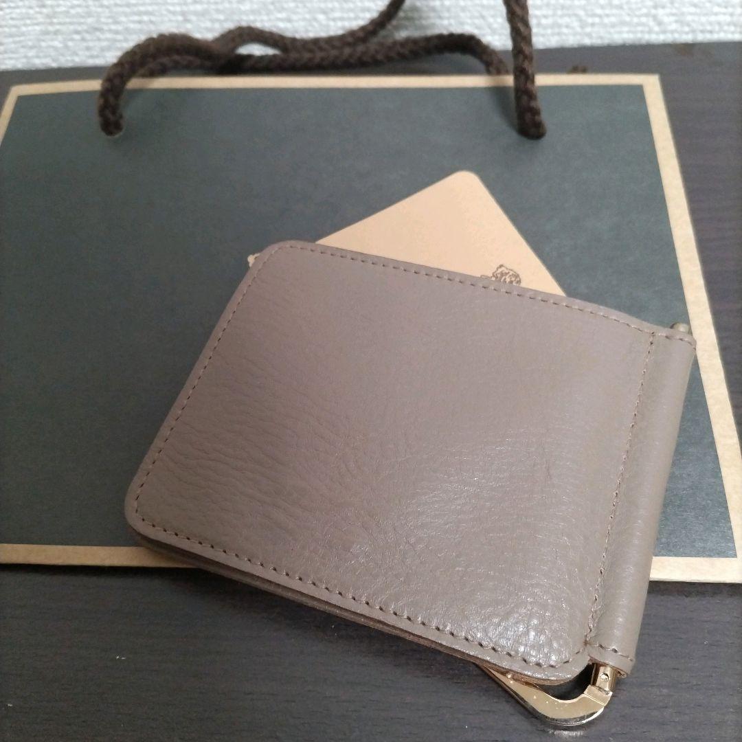 新品 イルビゾンテ 本革 レザー ウォレット 財布 マネークリップ グレー
