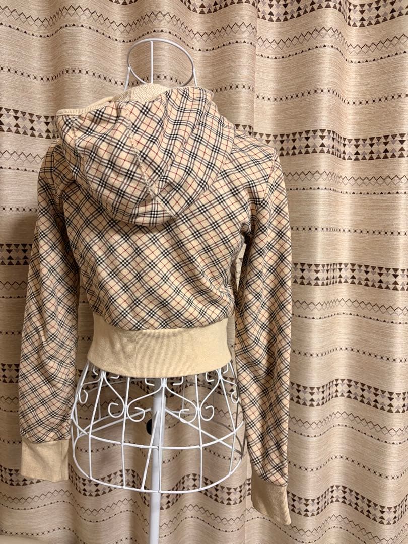 希少！バーバリーブルーレーベル　ノバチェック フード ジップパーカー　38