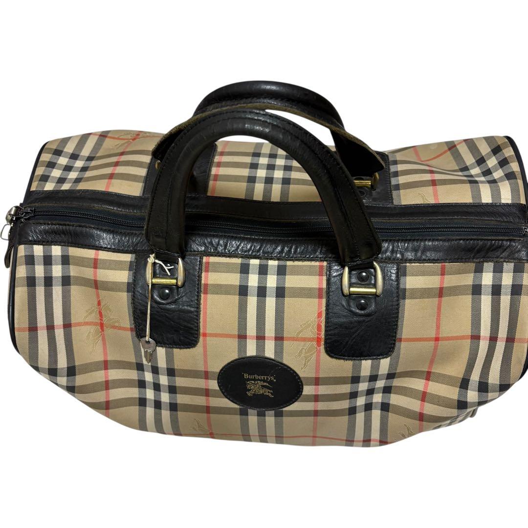 バーバリー　ボストンバッグ 大容量 ノバチェック　シャドーホース