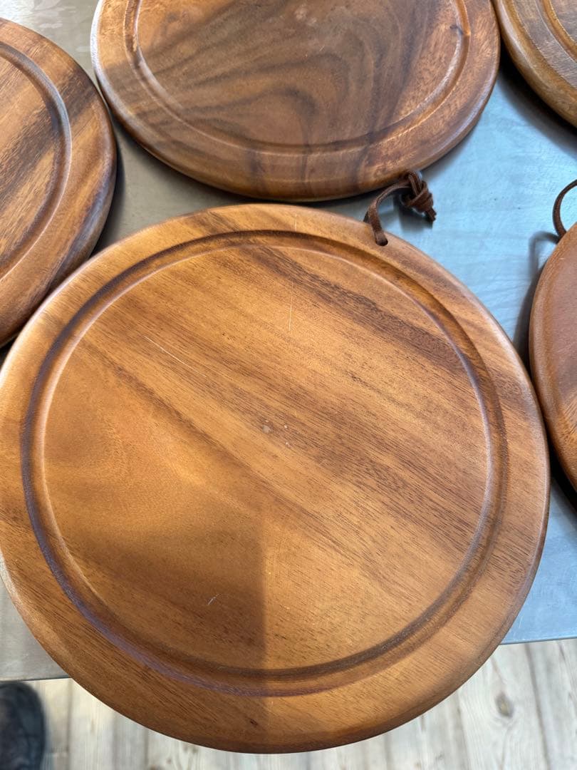 miiiii☆木製 ラウンドプレートandマットブラック皿セット