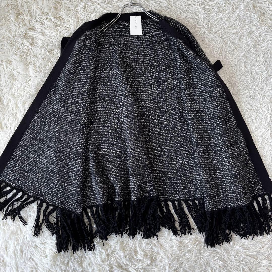 TO BE CHIC✨未使用タグ付　ニットボウタイポンチョ　ツイード　フリンジ