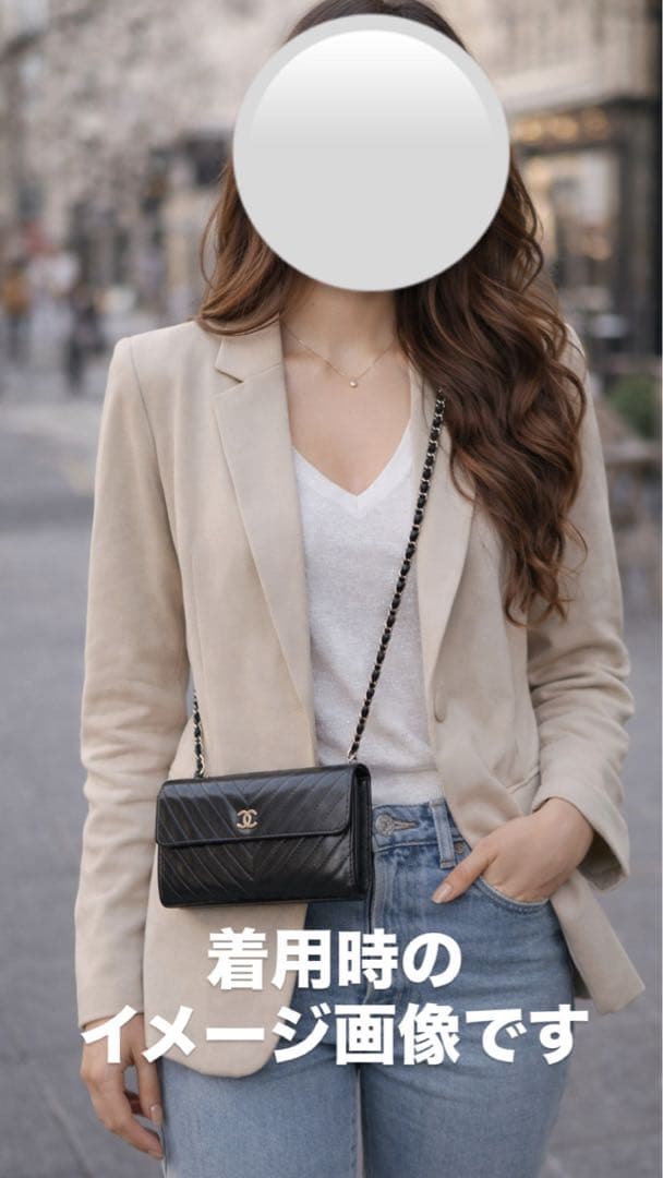 シャネルCHANEL黒色　長財布　Vステッチ　新品のショルダー付